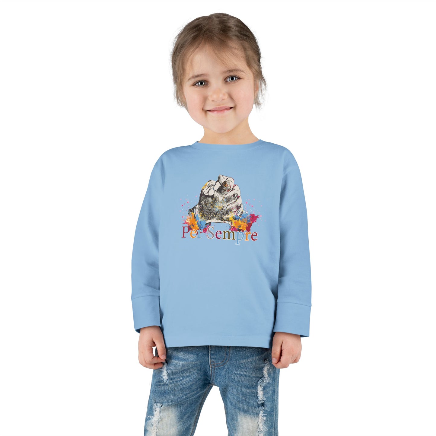 Colorful Toddler Long Sleeve Tee - Perfect for Fall, Everyday Wear, Birthdays, Playdates, Forever Love