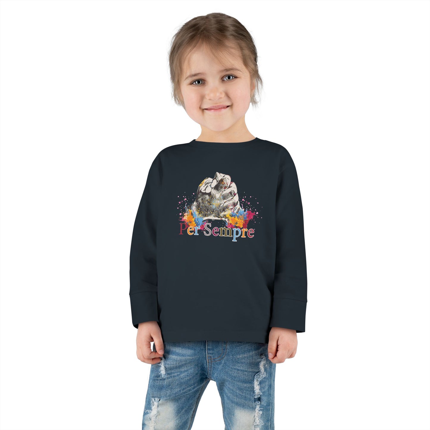 Colorful Toddler Long Sleeve Tee - Perfect for Fall, Everyday Wear, Birthdays, Playdates, Forever Love
