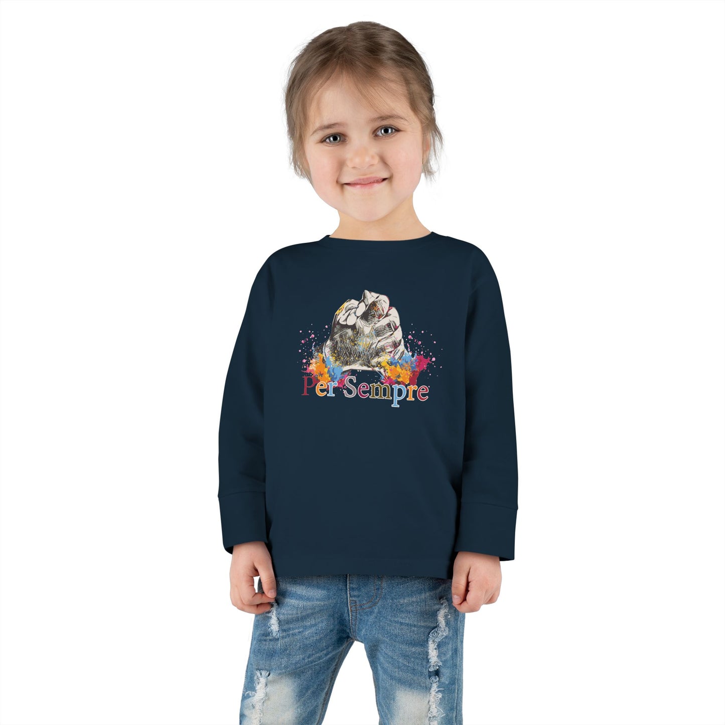 Colorful Toddler Long Sleeve Tee - Perfect for Fall, Everyday Wear, Birthdays, Playdates, Forever Love