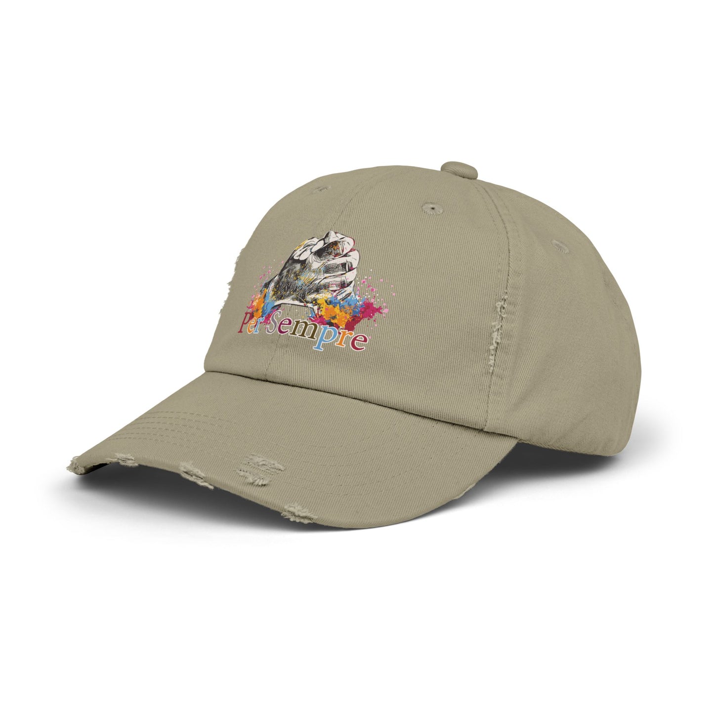 Colorful Distressed Unisex Cap - Per Sempre, Casual Everyday Wear, Gift for Friends, Festival Accessory, Summer Must-Have, Fashion Statement
