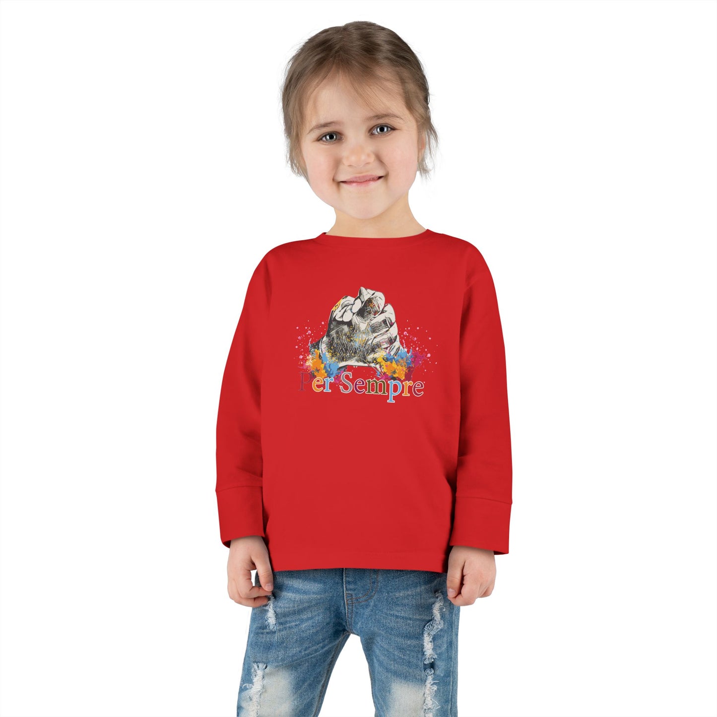 Colorful Toddler Long Sleeve Tee - Perfect for Fall, Everyday Wear, Birthdays, Playdates, Forever Love