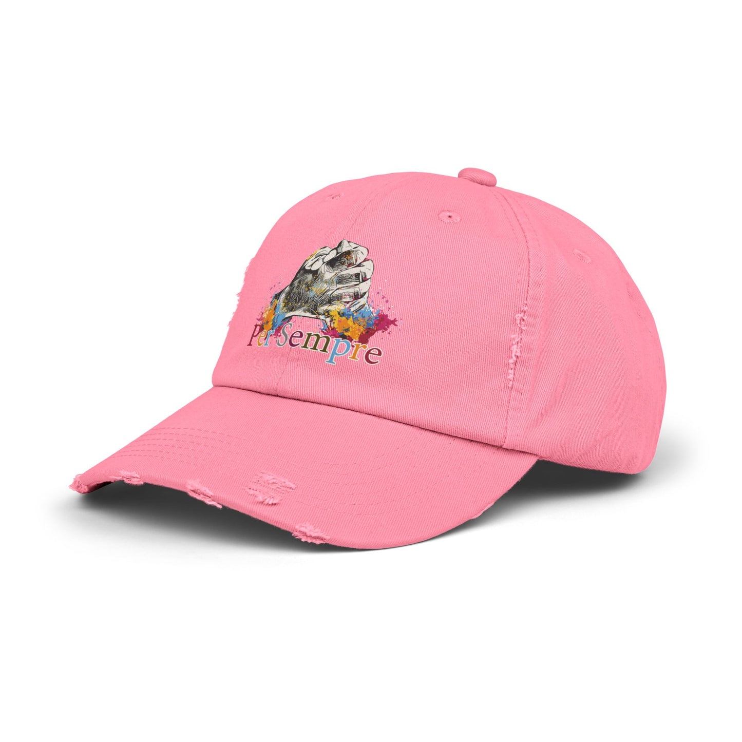 Colorful Distressed Unisex Cap - Per Sempre, Casual Everyday Wear, Gift for Friends, Festival Accessory, Summer Must-Have, Fashion Statement