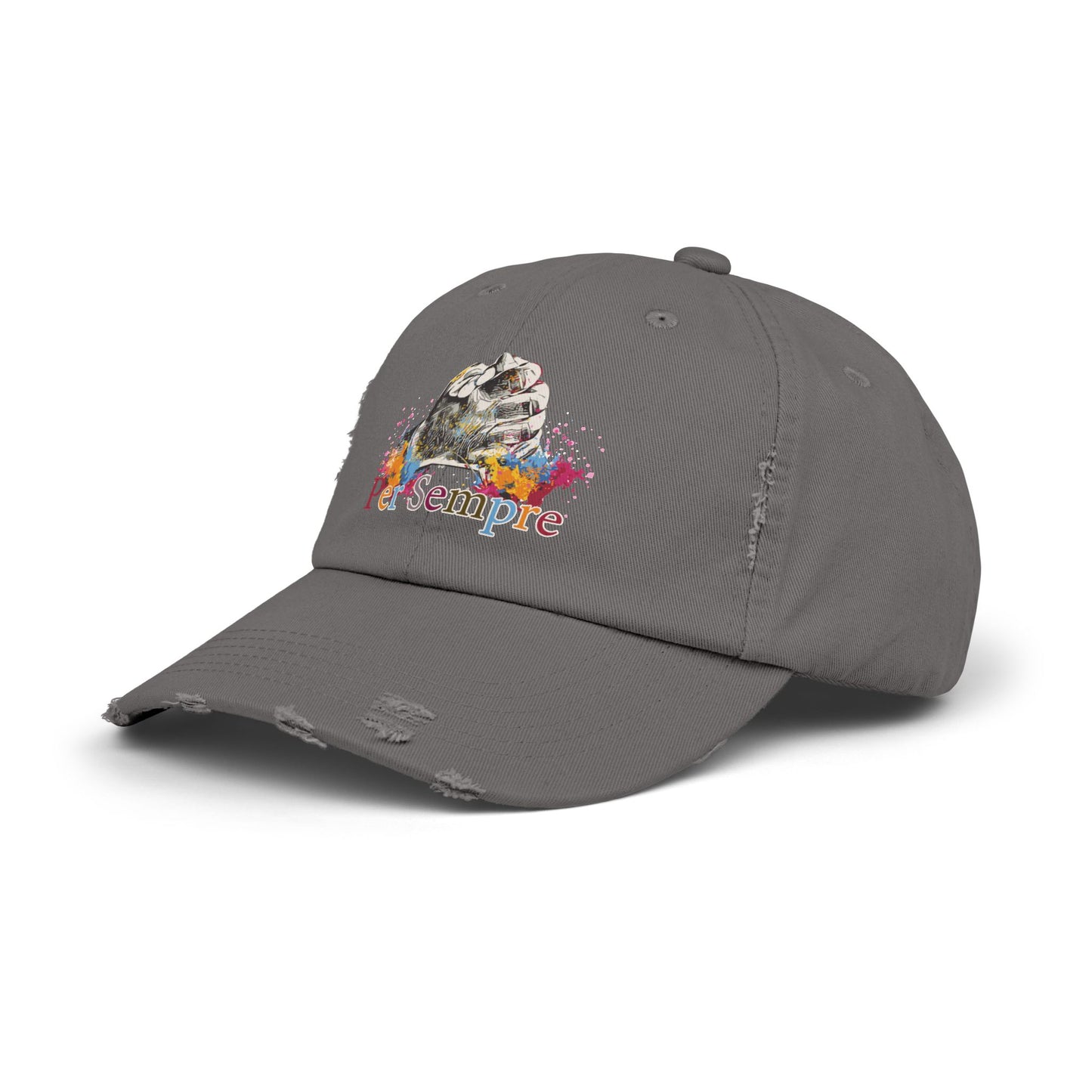 Colorful Distressed Unisex Cap - Per Sempre, Casual Everyday Wear, Gift for Friends, Festival Accessory, Summer Must-Have, Fashion Statement