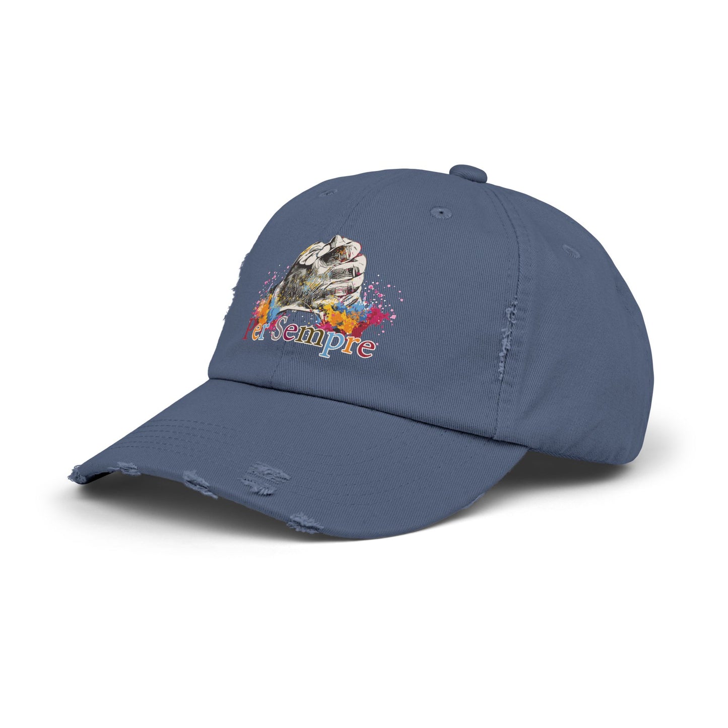 Colorful Distressed Unisex Cap - Per Sempre, Casual Everyday Wear, Gift for Friends, Festival Accessory, Summer Must-Have, Fashion Statement
