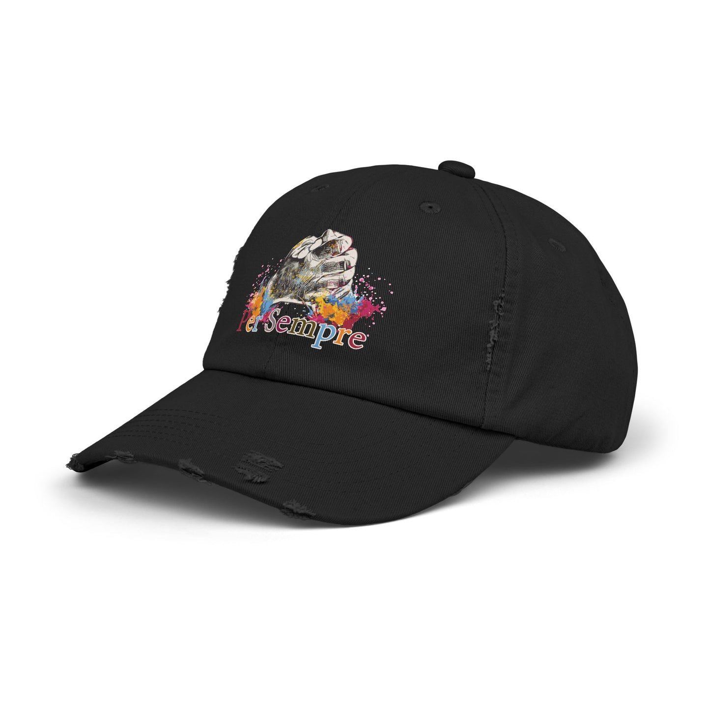 Colorful Distressed Unisex Cap - Per Sempre, Casual Everyday Wear, Gift for Friends, Festival Accessory, Summer Must-Have, Fashion Statement