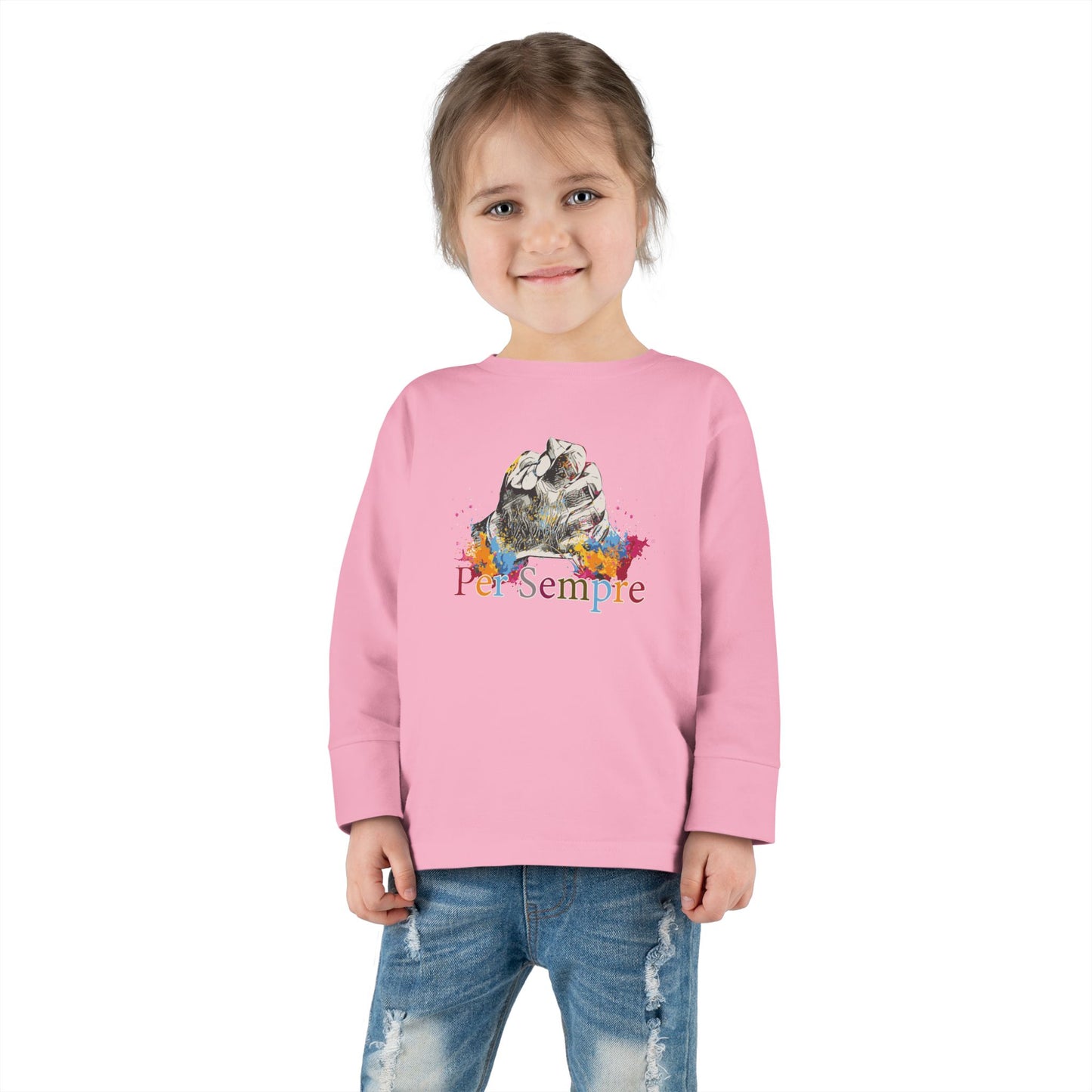Colorful Toddler Long Sleeve Tee - Perfect for Fall, Everyday Wear, Birthdays, Playdates, Forever Love