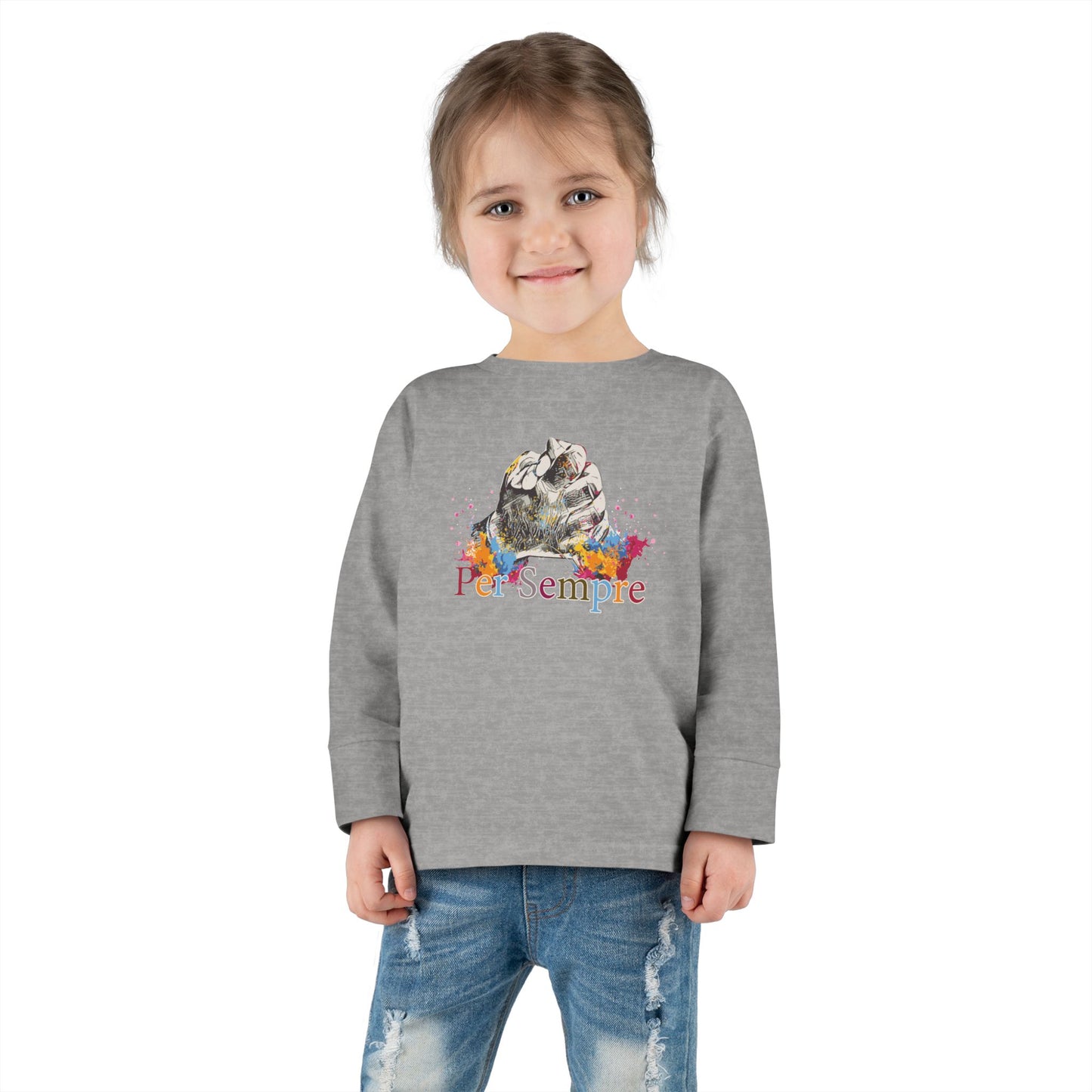 Colorful Toddler Long Sleeve Tee - Perfect for Fall, Everyday Wear, Birthdays, Playdates, Forever Love