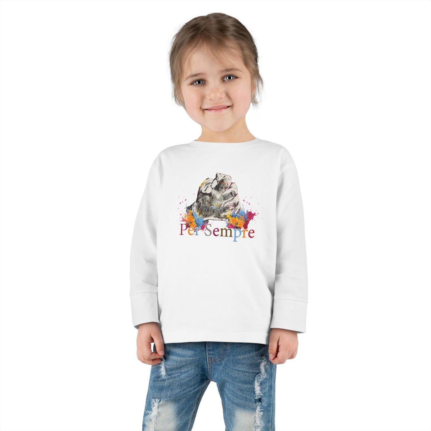 Colorful Toddler Long Sleeve Tee - Perfect for Fall, Everyday Wear, Birthdays, Playdates, Forever Love