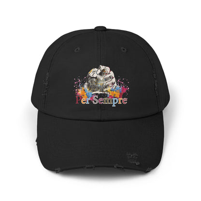 Colorful Distressed Unisex Cap - Per Sempre, Casual Everyday Wear, Gift for Friends, Festival Accessory, Summer Must-Have, Fashion Statement