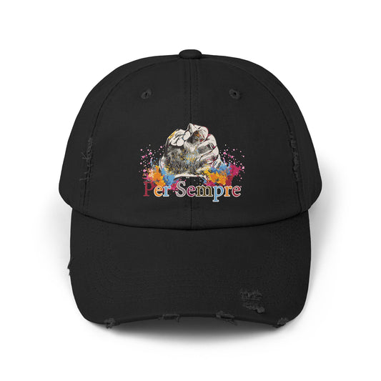 Colorful Distressed Unisex Cap - Per Sempre, Casual Everyday Wear, Gift for Friends, Festival Accessory, Summer Must-Have, Fashion Statement